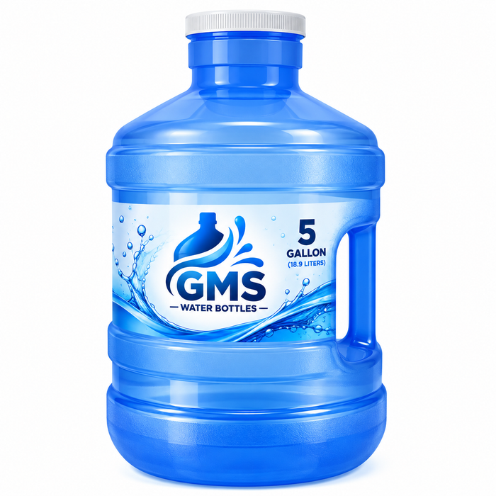 GMS Water Bottles 5 Gallon BPA-Free Reusable Water Jug with Handle & Screw Cap